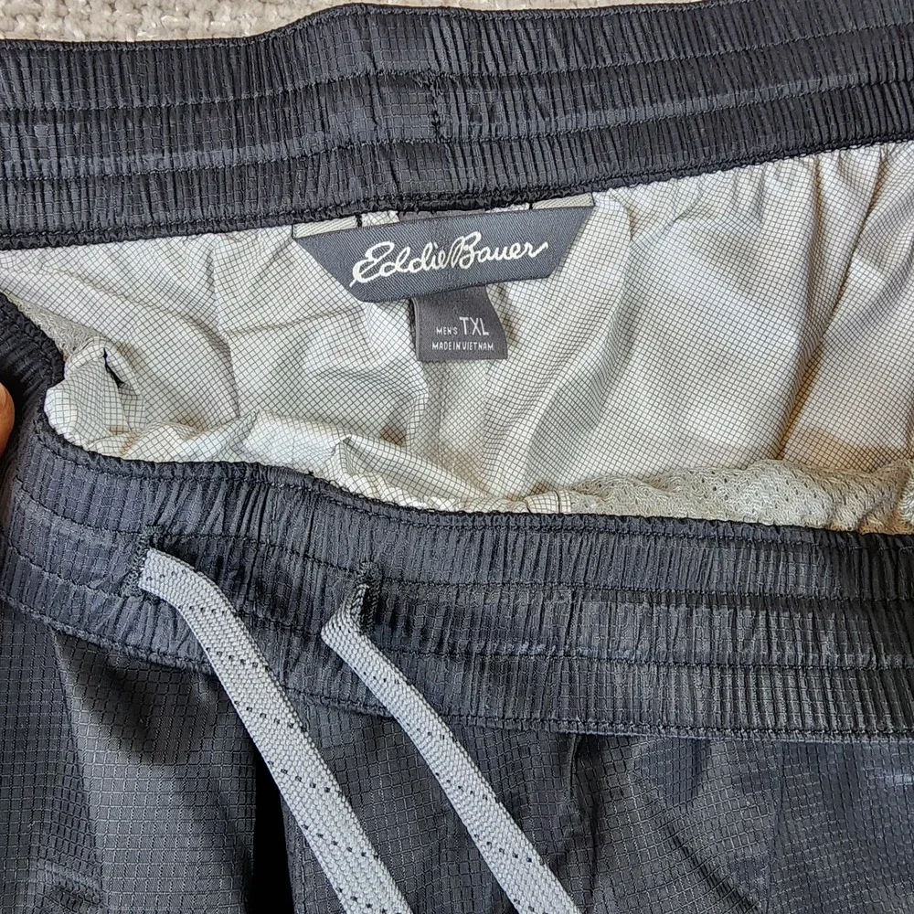 Eddie Bauer Cloud Cap Rain Pant Mens XLT Black Zip Pockets Adjustable Cuffs NWT